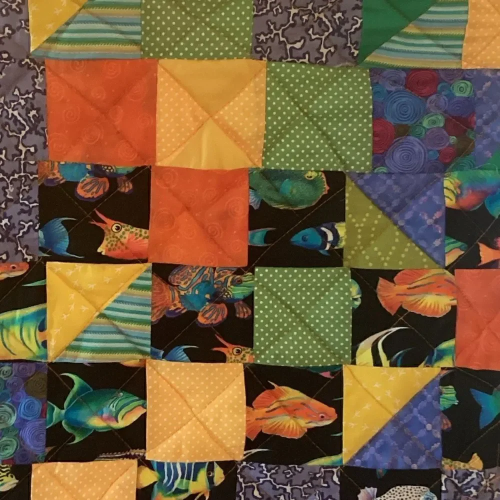 NWT. Hand Crafted Gone Fishing Quilt